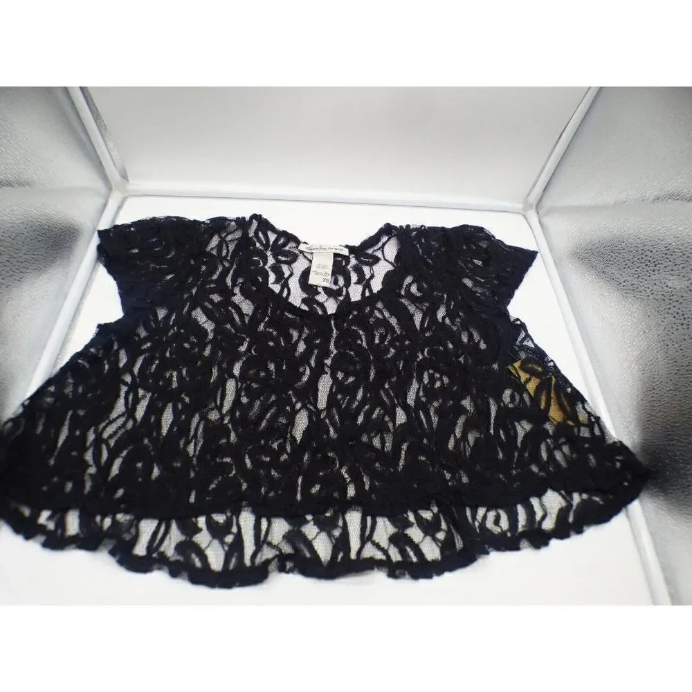 American Rag Yuma High Low Asymmetric Hemline cropped top, Black, XS